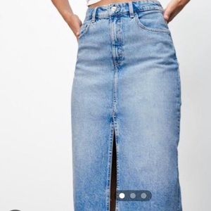 NEW ZARA denim midi skirt with slit